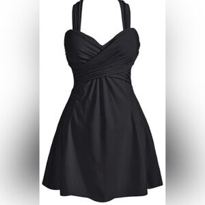 NWT - COCOPEAR Women's Elegant Crossover One Piece  Skirted Swimsuit